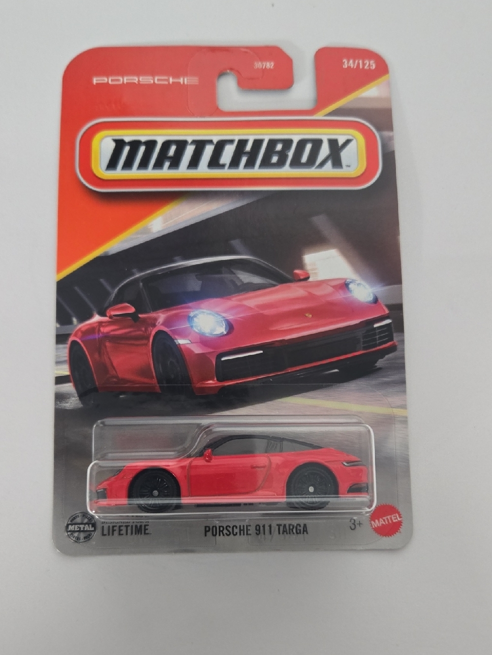 Matchbox Porsche 911 Targa Toy Car - Red with Black Roof